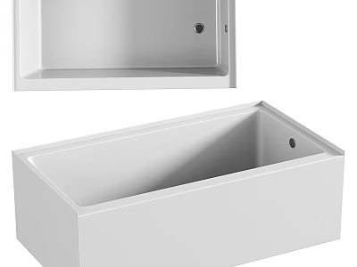 Modern White Rectangular Bathtub With Sleek Design And Smooth Surface Finish 3d model