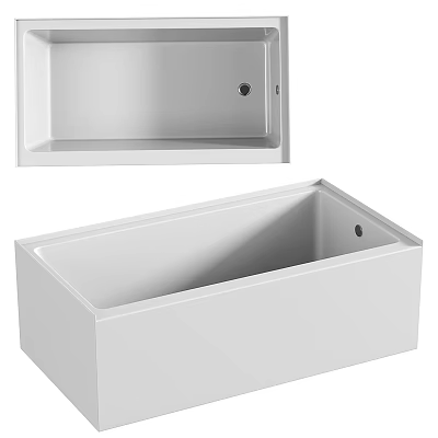 Modern White Rectangular Bathtub With Sleek Design And Smooth Surface Finish 3d model