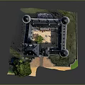 Historic Castle Architecture With Multiple Towers Spires Green Trees And Lush Lawn