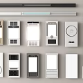 Various Modern Electrical Switches And Control Panels With Button Screen And Functional Designs 3d model