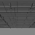 Industrial Ceiling Structure with Metal Frames Beams and Lighting Fixtures 3d model