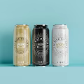 Premium The Bavarian Canned Beverages With Golden Black White Colors And Belgian Dark Lager Flavors