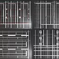 Industrial Pipes Structural Design Layout With Grid Connections And Multiple Diagram Views