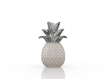 Decorative Transparent Glass Pineapple Vase With Textured Surface And Leaf Top 3d model