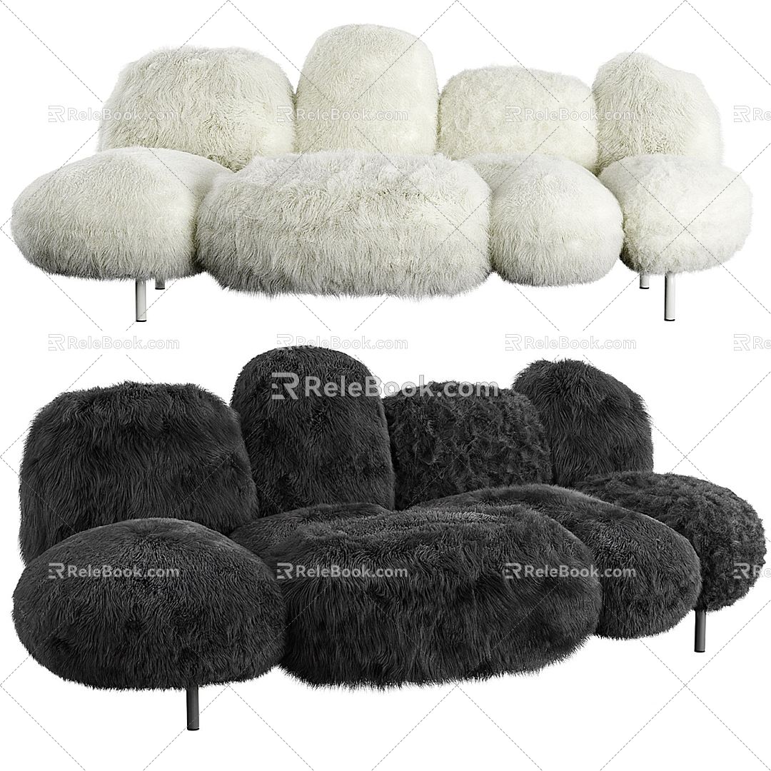 Modern Multiplayer Sofa Casual Sofa Flannel Sofa Plush Sofa 3d model