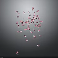 Pink Colored Confetti Pieces Floating Scattered On Dark Black Background 3d model
