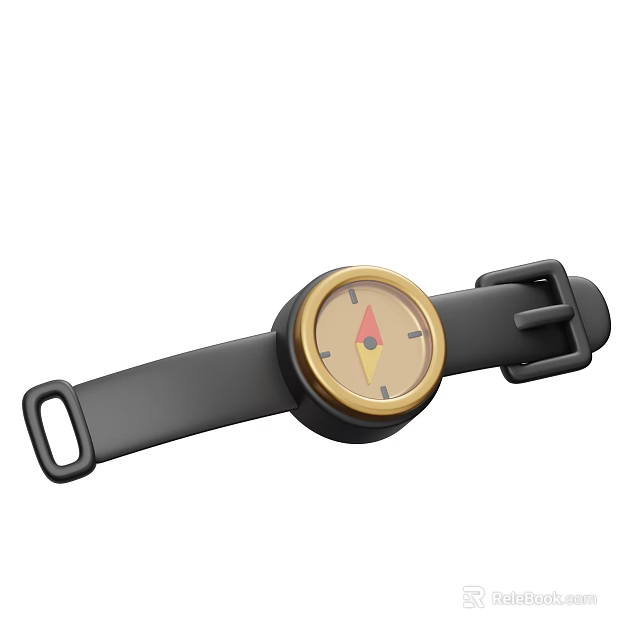 Sports Equipment Featuring Black Strap Golden Frame And Compass For Outdoor Sports 3d model 