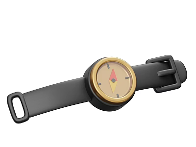 Sports Equipment Featuring Black Strap Golden Frame And Compass For Outdoor Sports 3d model