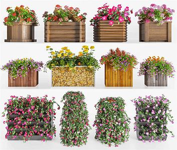 Modern Flower Box Outdoor Flower Box Flower Box Combination Green Planting Flower Box Municipal Flower Box Road Flower Box Flower Rack Log Flower Box Flower Rack 3d model