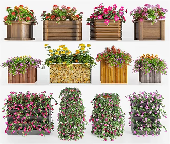 Modern Flower Box Outdoor Flower Box Flower Box Combination Green Planting Flower Box Municipal Flower Box Road Flower Box Flower Rack Log Flower Box Flower Rack 3d model