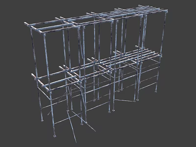 Metal Scaffolding Structure for Construction Projects with Multiple Frames and Cross Bars 3d model