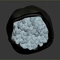 Full Burlap Bag Filled With Shiny Blue Coins On Dark Background