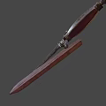 Decorative Wooden Weapon Sword With Metal Blade And Classic Scabbard Handle