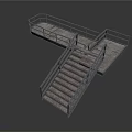 Durable Industrial Metal Platform Structure With Staircase And Safety Railings