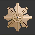Golden Gear Shaped Equipment With Multiple Blades Central Hole And Metallic Finish