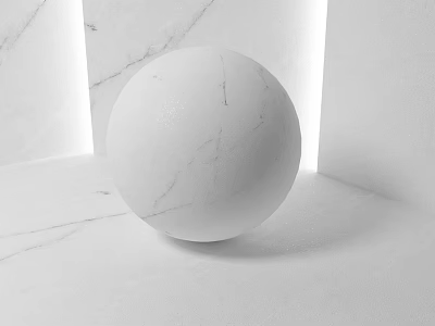 White Marble Sphere Design Component With Soft Lighting On Marble Surface 3d model