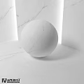 White Marble Sphere Design Component With Soft Lighting On Marble Surface