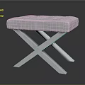 Modern Sofa Bench With Light Gray Upholstered Seat And Crossed Chrome Metal Legs