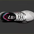 Stylish White And Gray Sneakers With Pink Teal Accents Mesh Upper And White Sole
