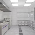 Modern Commercial Kitchen With Stainless Steel Worktables Cabinets And Ventilation