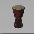 Traditional Red Djembe Drum With White Drumhead And Carved Wooden Body