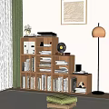 Quiet bookcase in ancient bookcase 3d model