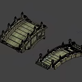 Two Traditional Stone Bridge Models With Ornate Railings And Carved Details