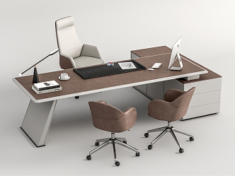 Modern Office Desk and Chair Office Desk and Chair Combination Desk and Chair Office Chair Apple Computer Desk Lamp 3d model