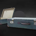 Light Blue Vintage Suitcases Open And Closed With Metal Locks Handles And Interior Lining