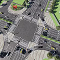 Urban Road Infrastructure At Traffic Intersection With Crosswalks Lanes And Vehicles
