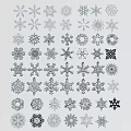 Snowflake Silhouette Designs In Various Shapes And Patterns On Dark Background 3d model