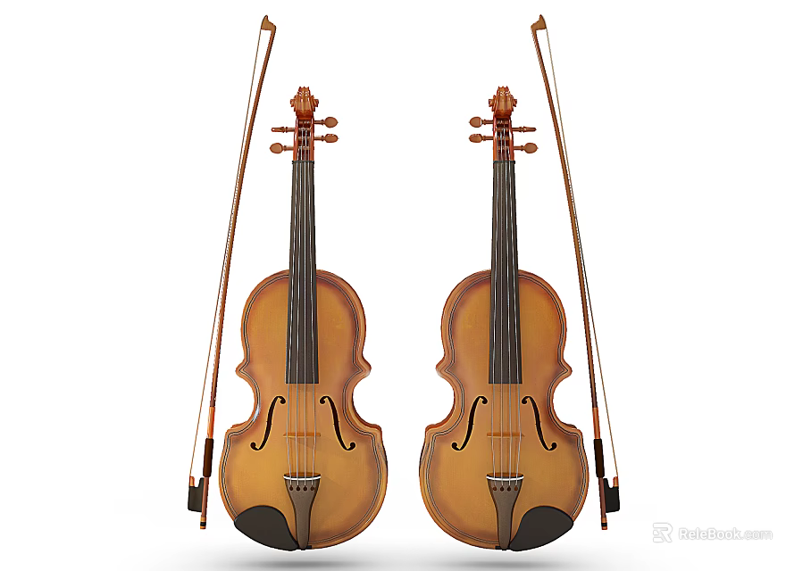Quality Musical Instruments and Art Supplies Including Two Violins with Bows 3d model 