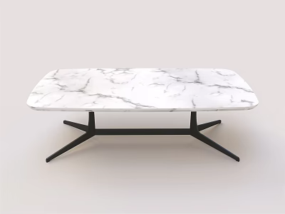 Modern Minimalist Coffee Table With White Marble Top And Black Crossed Legs 3d model