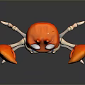 Cartoon Crab With Open Orange Claws And White Legs Playful Aquatic Animal