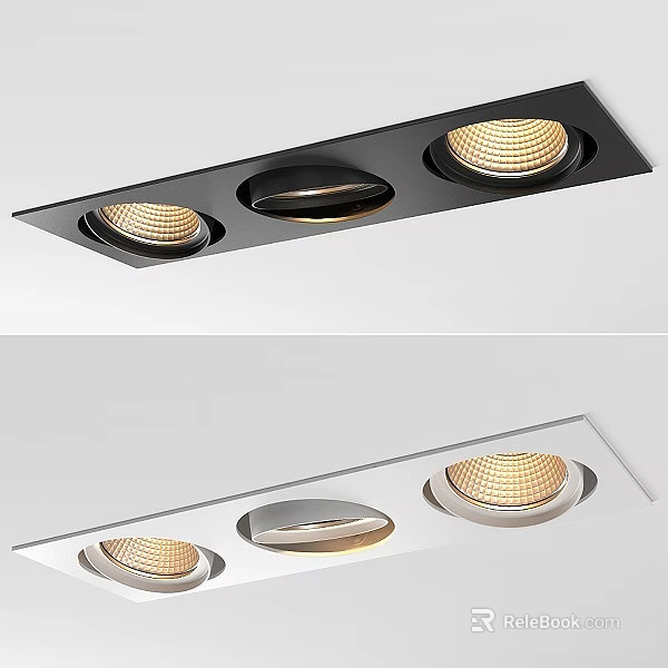 Sleek LED Recessed Downlights And Spotlights With Black White Housings For Modern Ceiling Lighting 3d model 