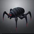 Blue Striped Spider Character With Red Eyes And Sharp Red Claws 3d model