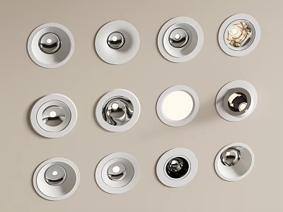 Various Modern Downlights And Spotlights In Different Designs For Ceiling Installation 3d model