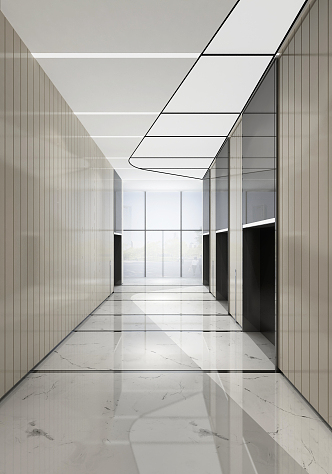 modern elevator hall 3d model