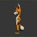 Animated Fox Game Character with Orange White Fur Yellow Eyes Standing Pose Fluffy Tail Hands on Hips