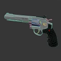 Silver Metal Revolver With Black Grip Red Accent 3D Rendered On Dark Background