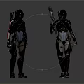 3D Render Of Futuristic Armored Characters In Advanced Combat Armor With Weapon 3d model