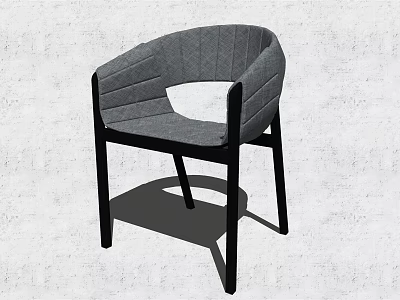 Modern Minimalist Accent Chair With Gray Fabric Upholstery And Black Wooden Frame 3d model