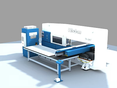 Wisdom TM3000 Industrial CNC Punching Machine With White And Blue Worktable For Sheet Metal Processing 3d model