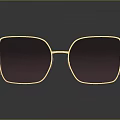 Gold Frame Sunglasses With Chain Detail And Pink Temple Tips Purple Lenses