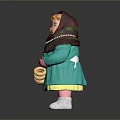 Woman Doll In Traditional Clothing With Red Headscarf Blue Coat Green Skirt And Bread Bunch