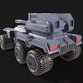Futuristic Military Tank With Six Wheels Gray Armor And Cannon Design