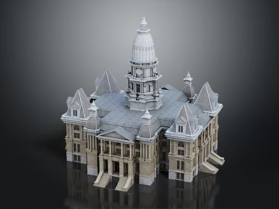 Ancient Architecture With Grand Dome Tower Spires And Symmetrical Stone Steps 3d model