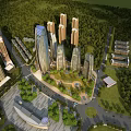 Aerial Planning of Modern Urban Residential Complex With High Rise Buildings Greenery and Roads