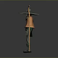 Wizard Character With Green Gray Attire Orange Cloak Wide Brimmed Hat And Long Staff