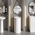 Modern Bathroom Washbasin Designs With Different Styles Mirrors And LED Wall Lighting